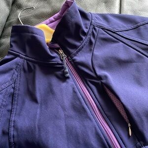 Double Diamond Windbreaker Women Size L TwoTone Purple Multiple Pockets Gorpcore